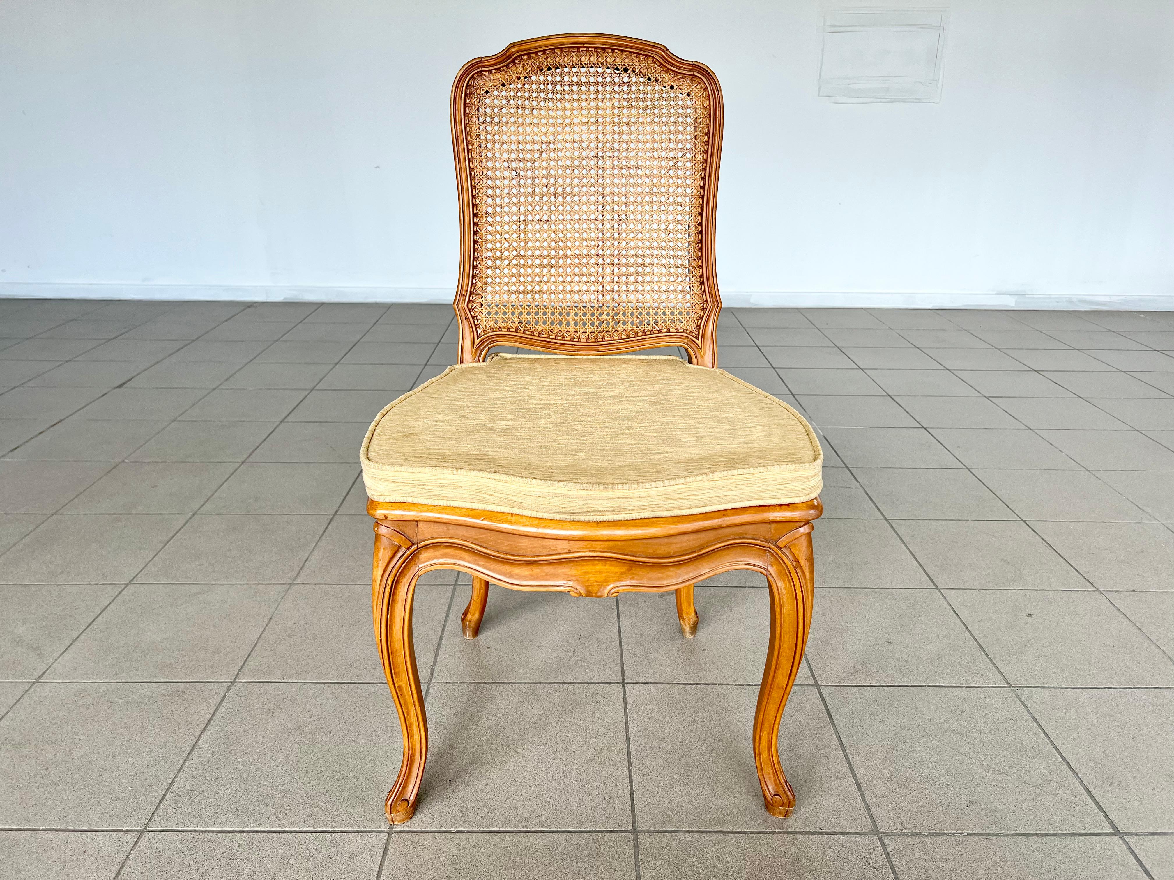 20th Century French Provincial Louis XV Style Carved Cane Back Dining Chairs - Set of 5
