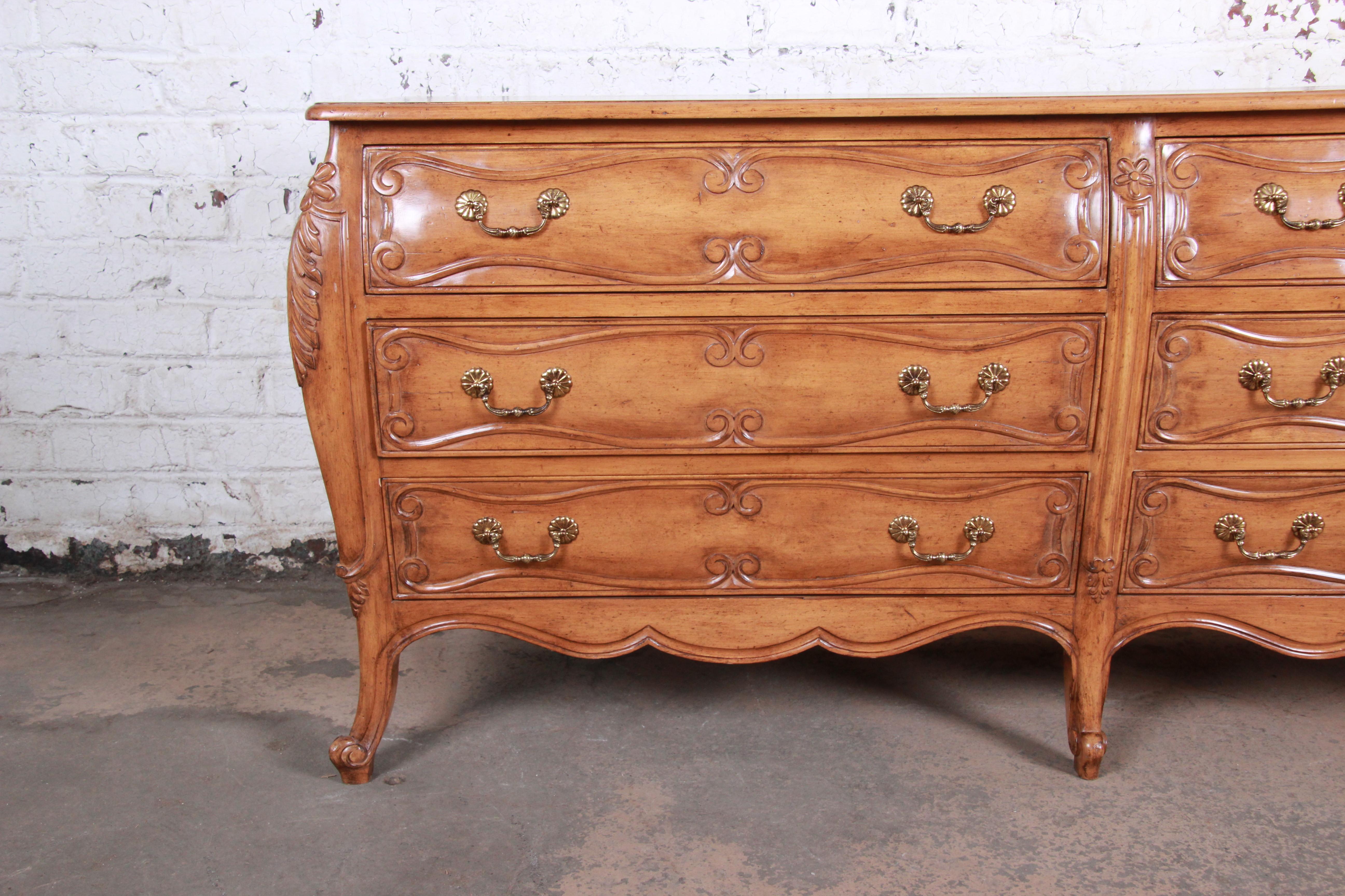French Provincial Louis XV Style Carved Fruitwood Long Dresser 2