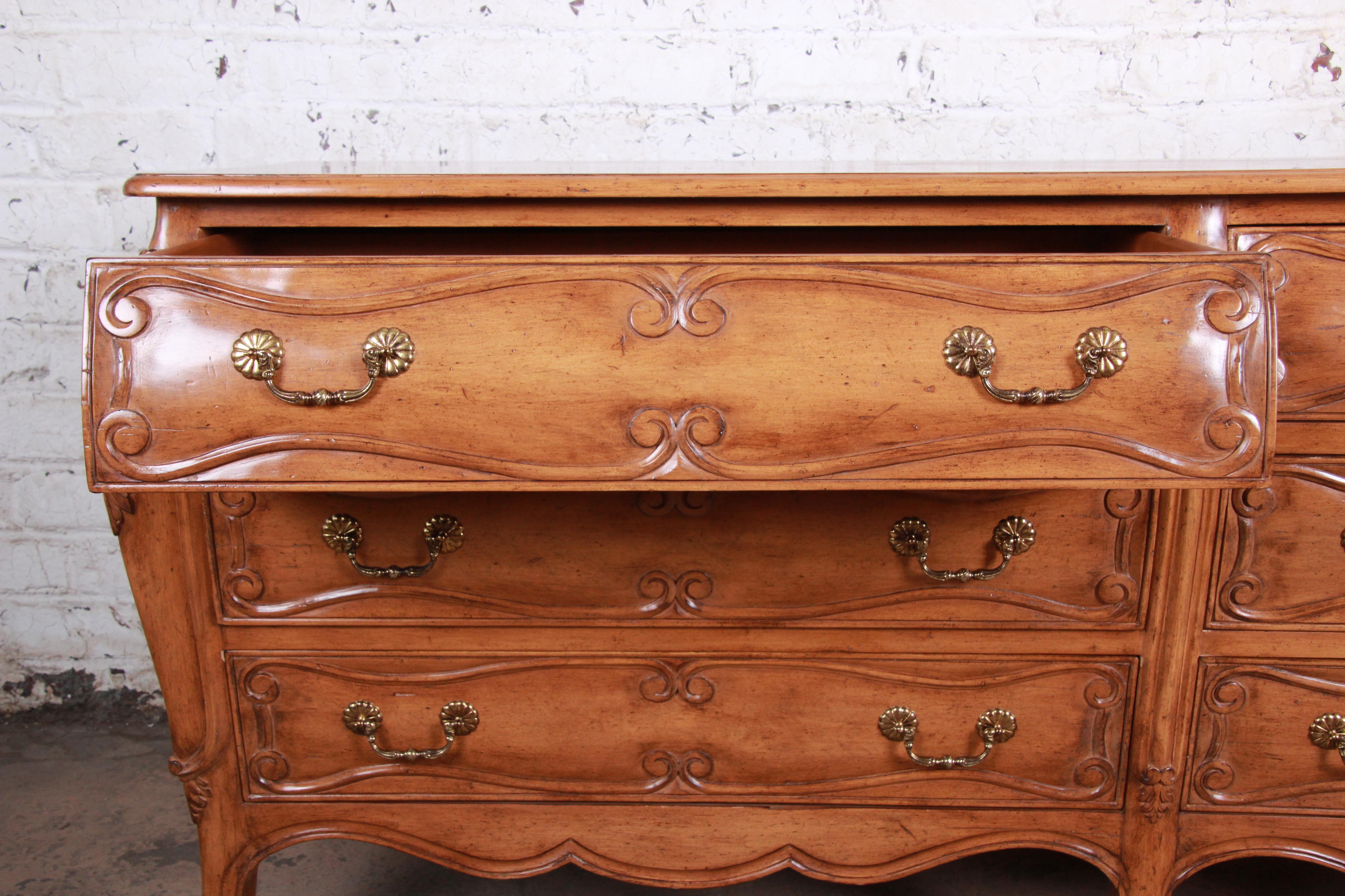 French Provincial Louis XV Style Carved Fruitwood Long Dresser 3
