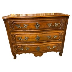 French Provincial Louis XV style carved walnut commode 18 th century