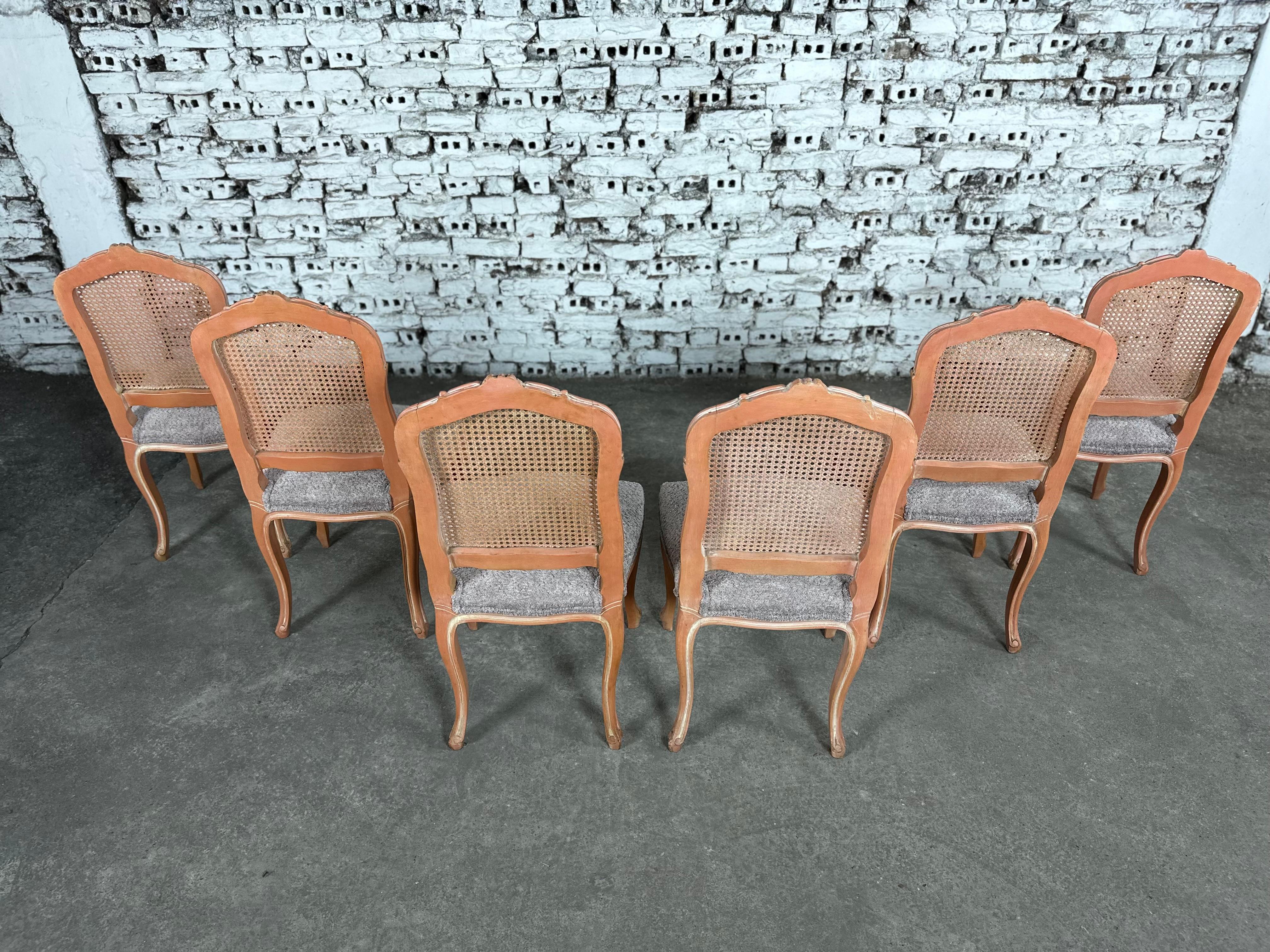 French Provincial Louis XV Style Dining Chairs, Reupholstered - Set of 6 11
