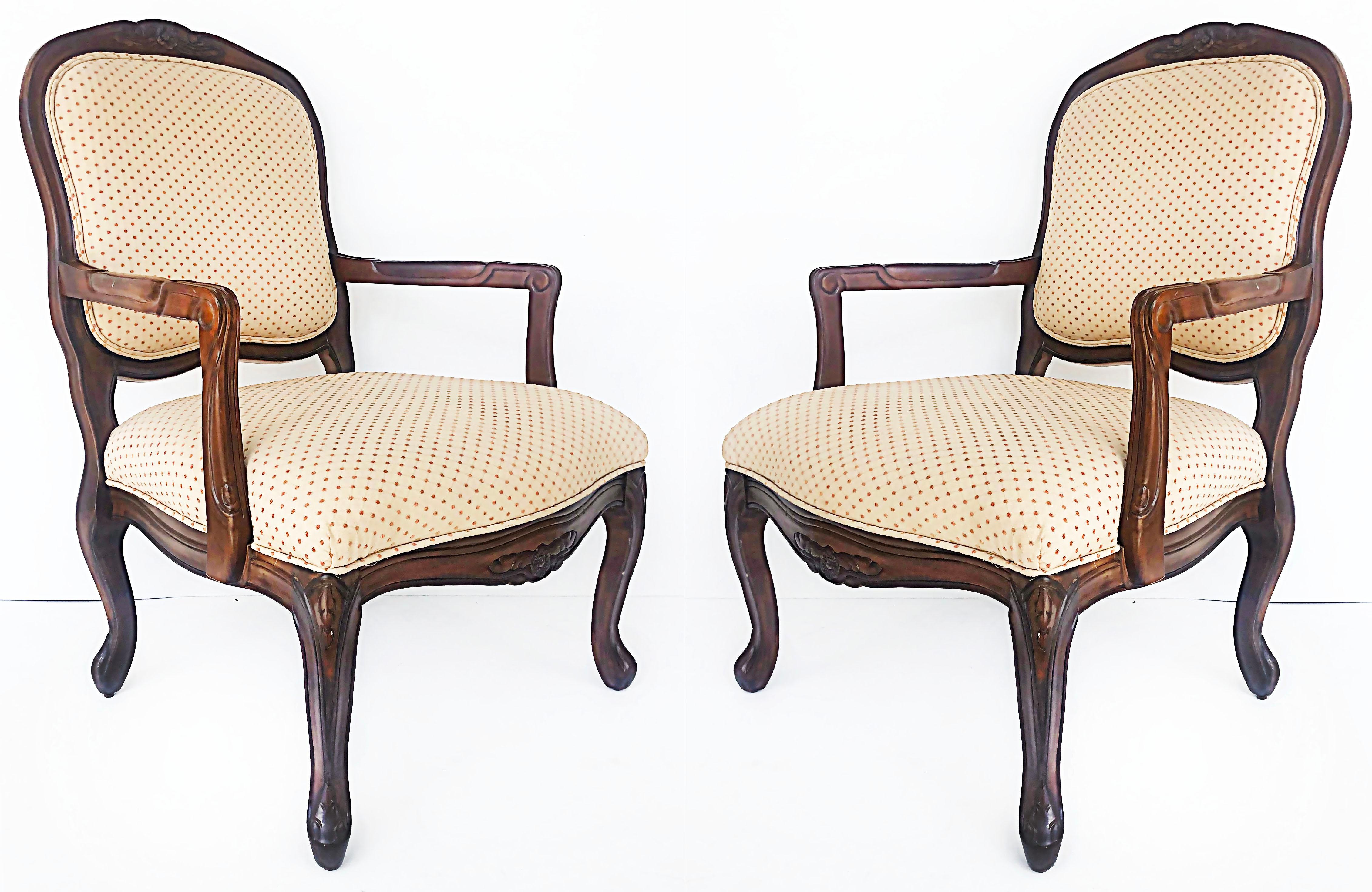 French Provincial Louis XV Style Fauteuils with Cabriole Legs For Sale 8