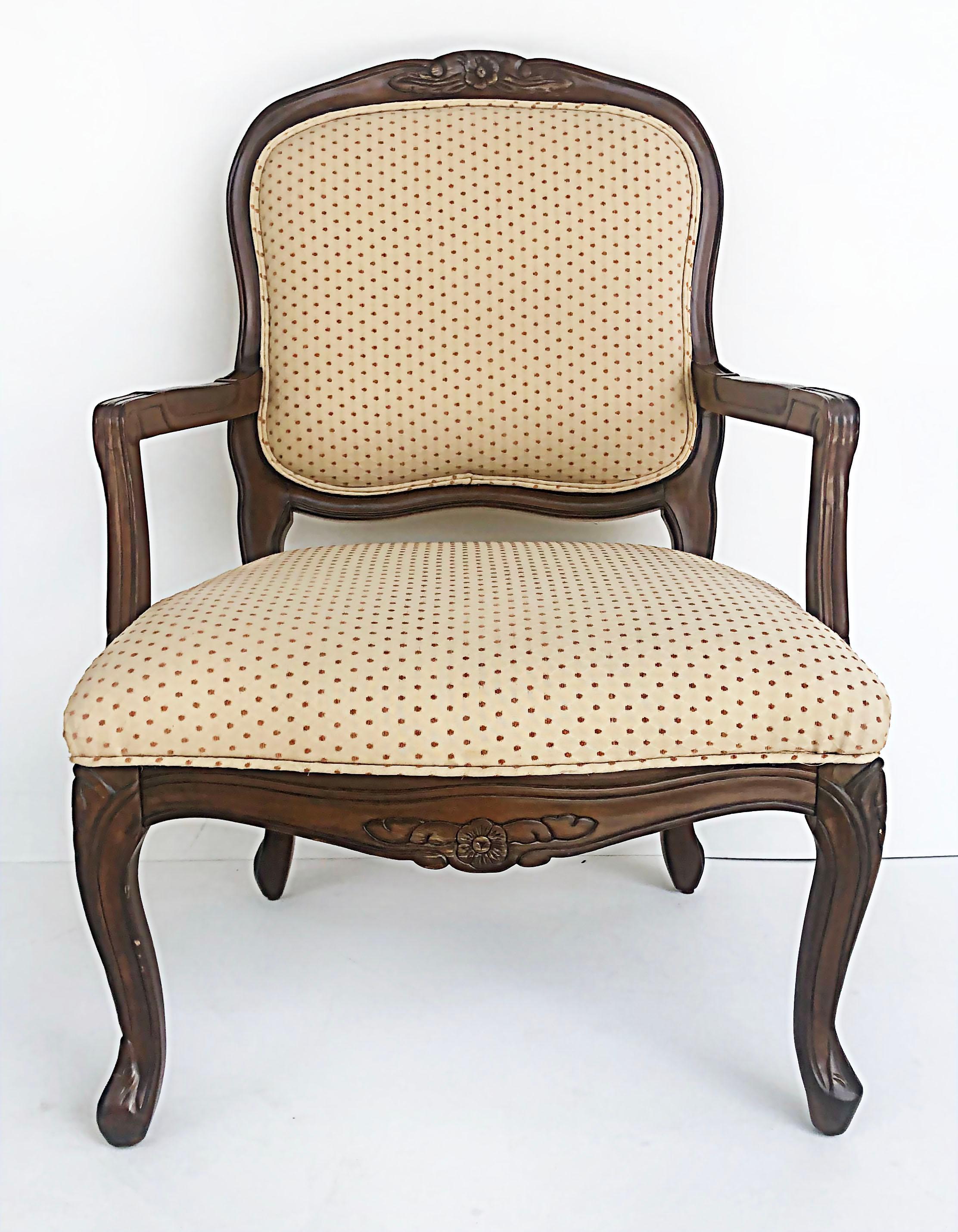 French Provincial Louis XV Style Fauteuils with Cabriole Legs In Good Condition For Sale In Miami, FL