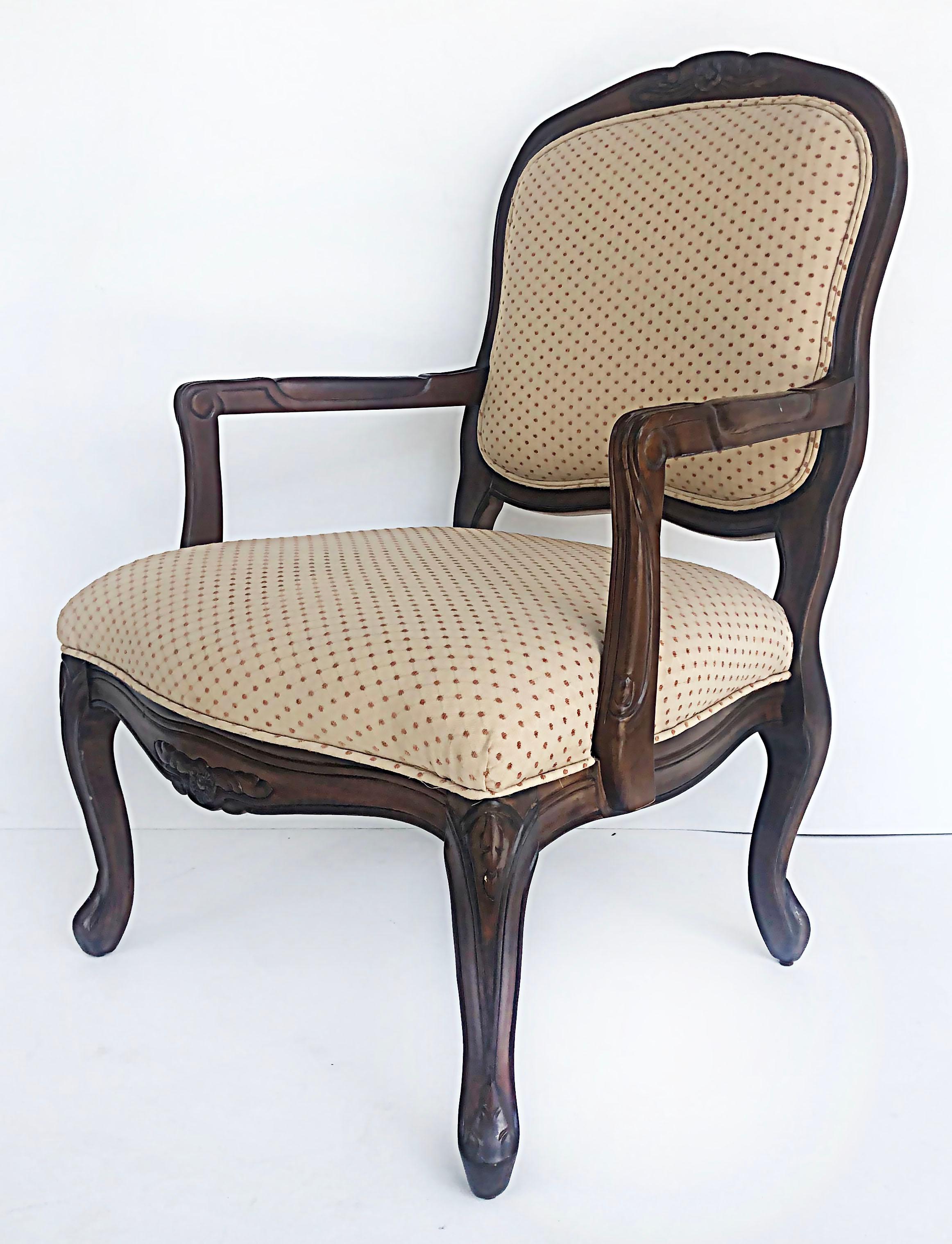 20th Century French Provincial Louis XV Style Fauteuils with Cabriole Legs For Sale