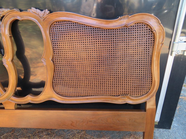 French Provincial Louis XV Style King Size Headboard with Cane, circa