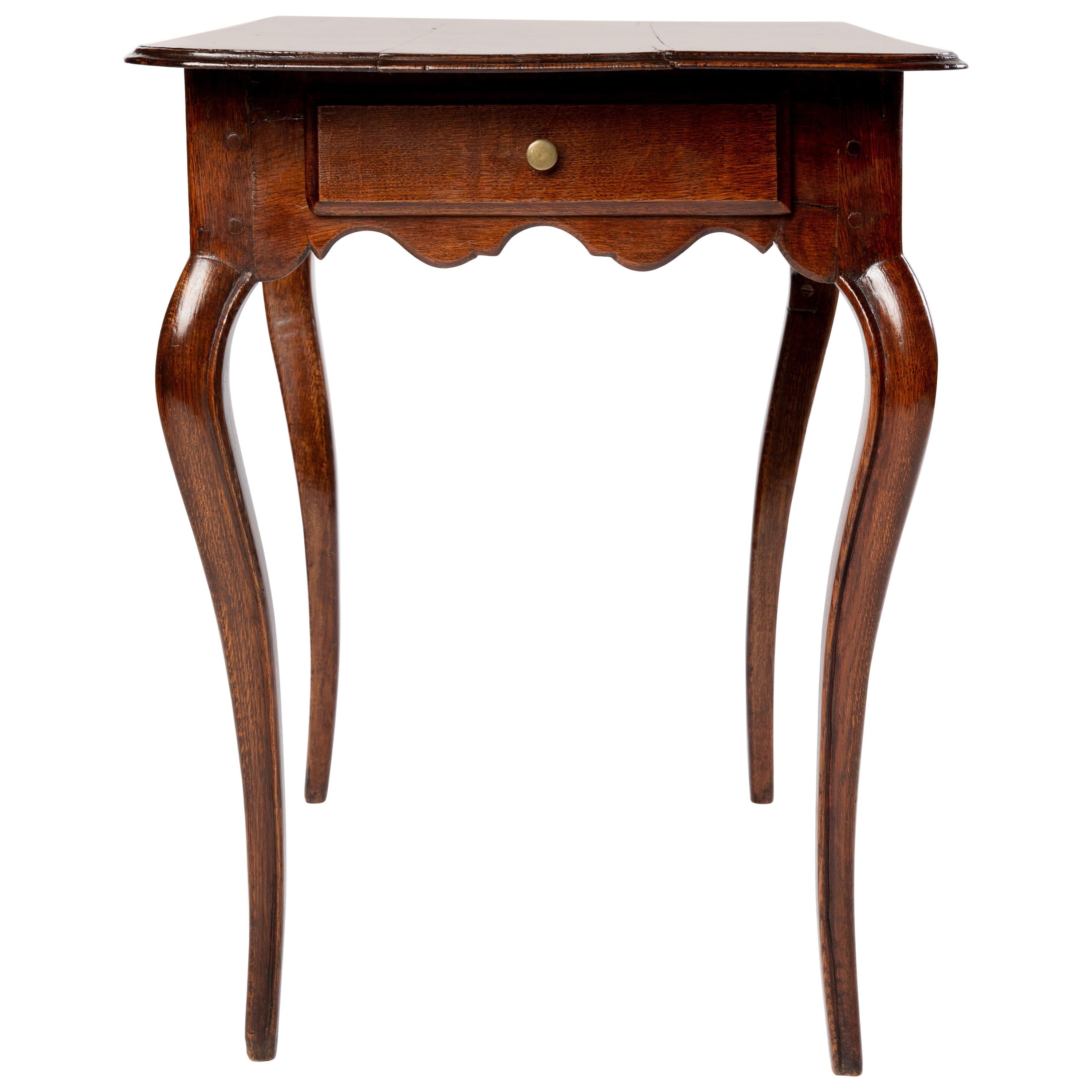 French Provincial Louis XV Style Oak Table For Sale