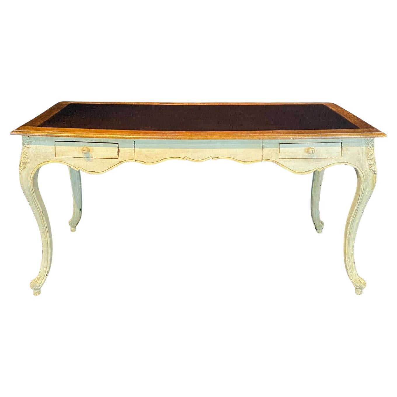 French Provincial Louis XV Style Paint Decorated Writing Desk im Angebot