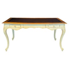 French Provincial Louis XV Style Paint Decorated Writing Desk