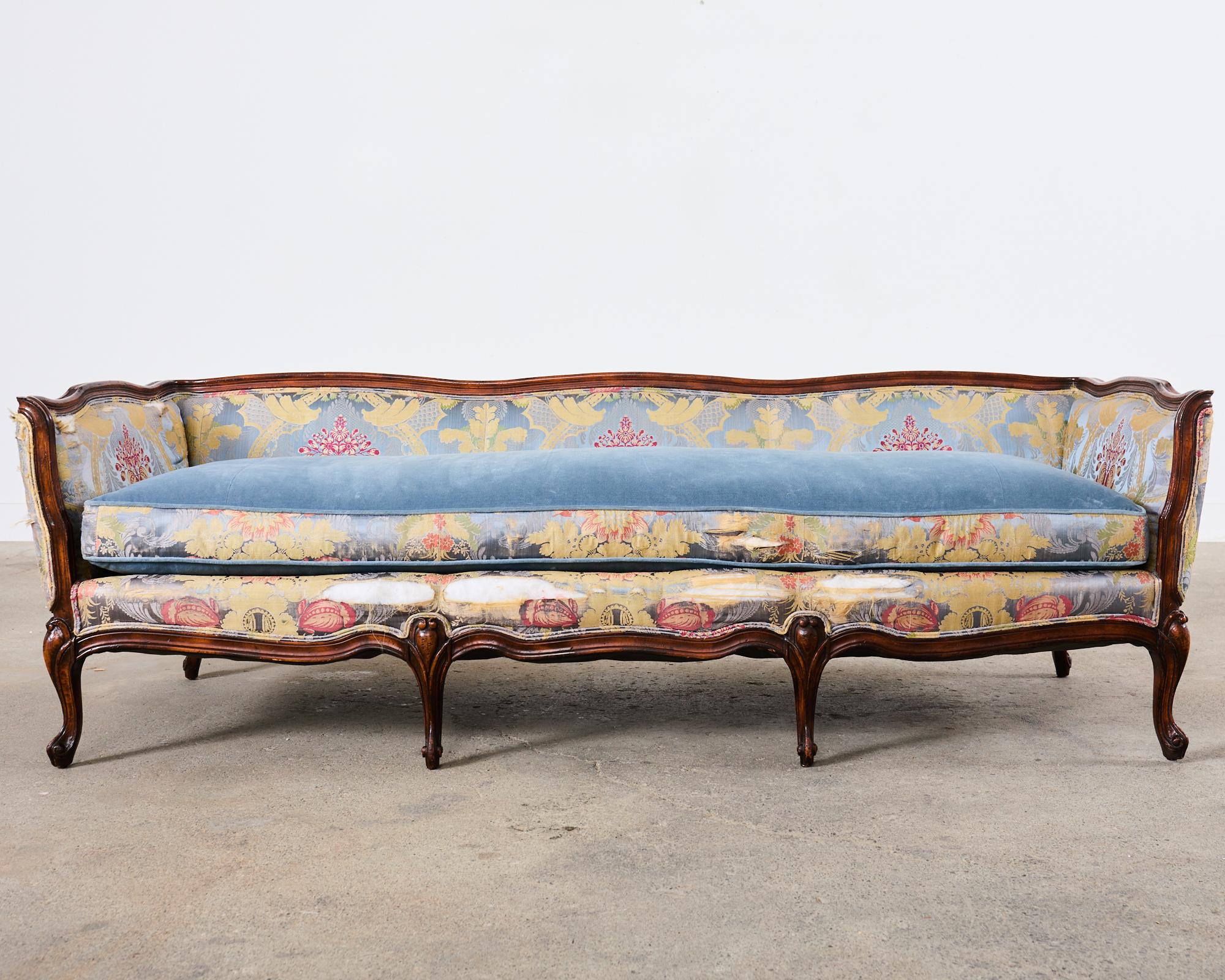 French Provincial Louis XV Style Serpentine Canape Sofa Settee For Sale 4