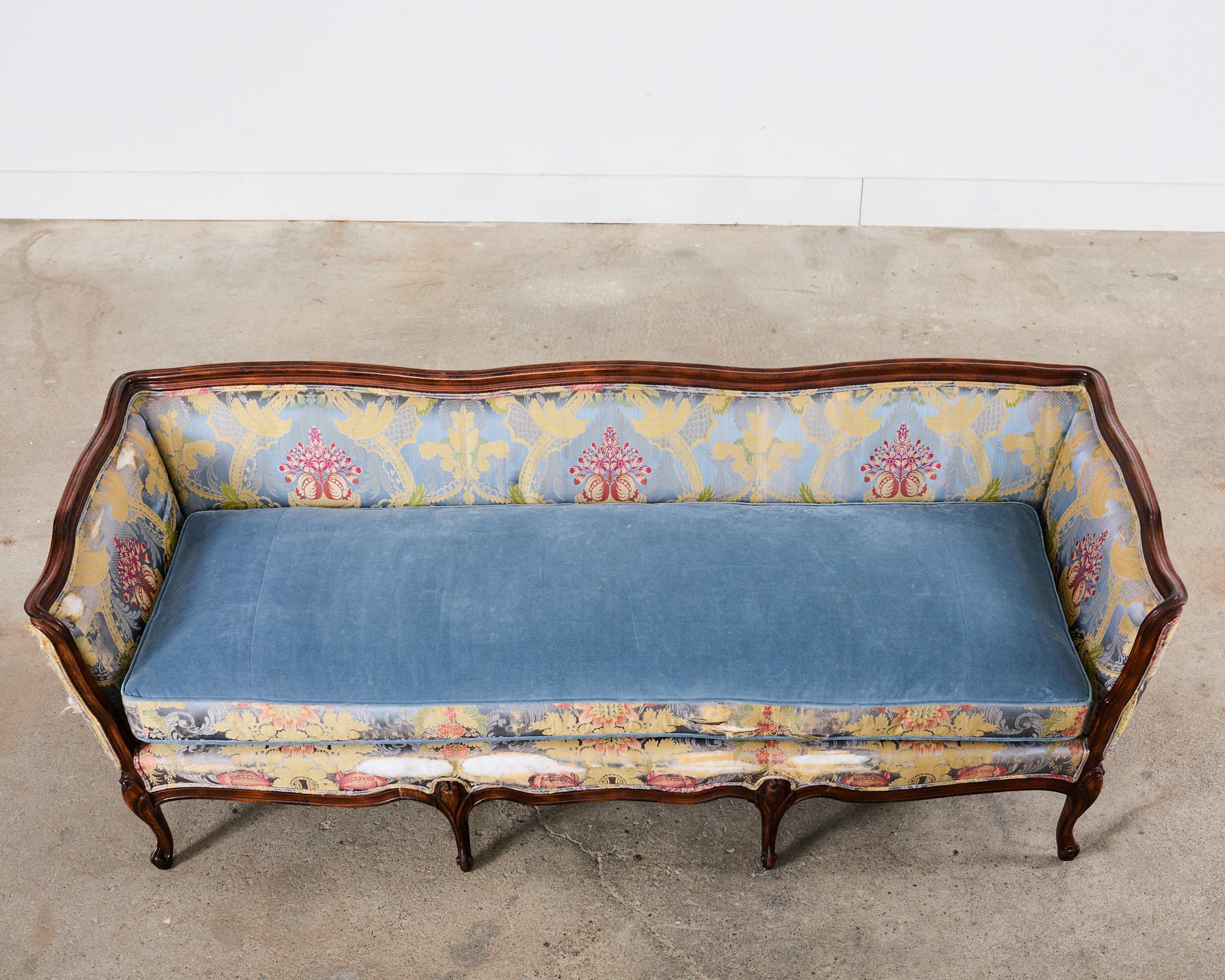 French Provincial Louis XV Style Serpentine Canape Sofa Settee For Sale 5