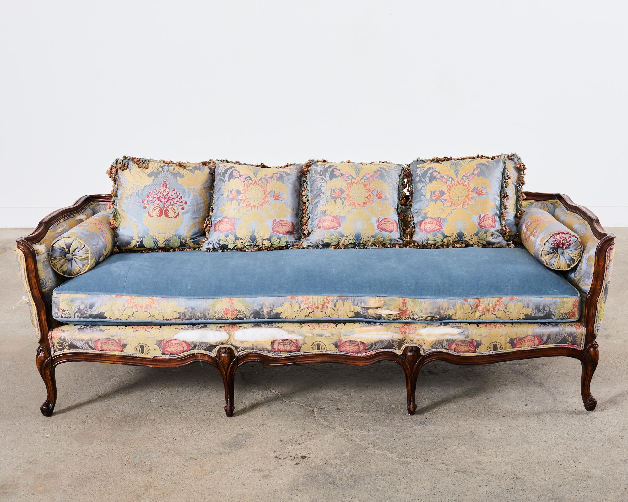 Hand-Crafted French Provincial Louis XV Style Serpentine Canape Sofa Settee For Sale