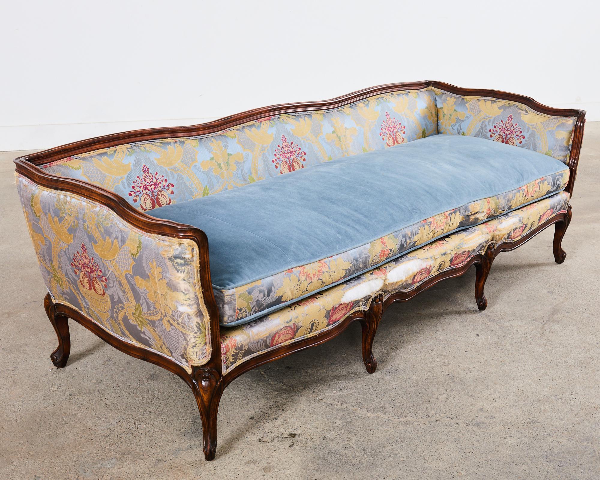 20th Century French Provincial Louis XV Style Serpentine Canape Sofa Settee For Sale