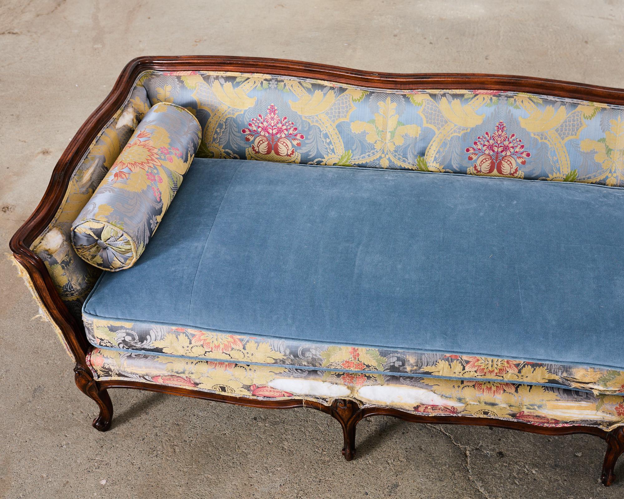 French Provincial Louis XV Style Serpentine Canape Sofa Settee For Sale 1
