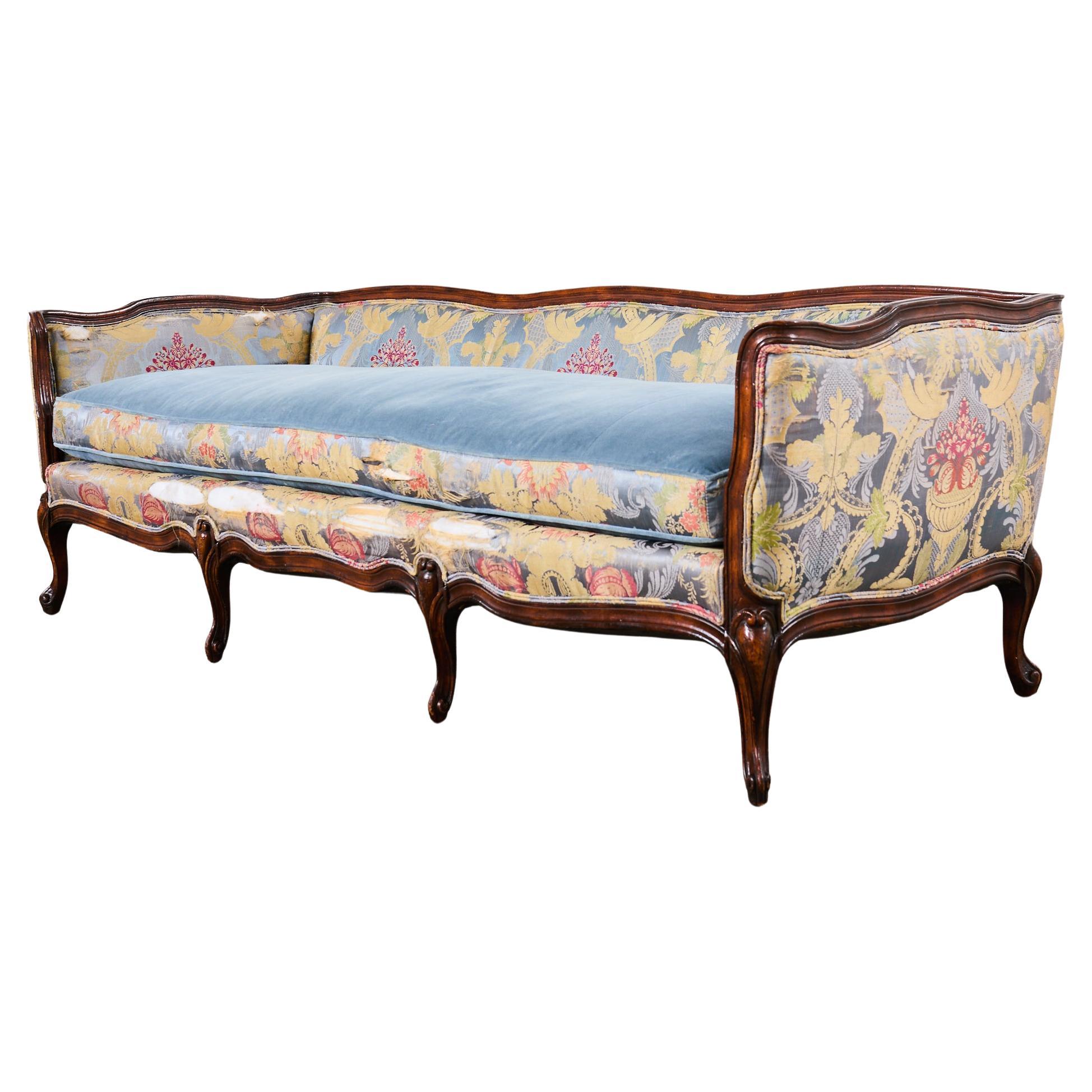 French Provincial Louis XV Style Serpentine Canape Sofa Settee For Sale