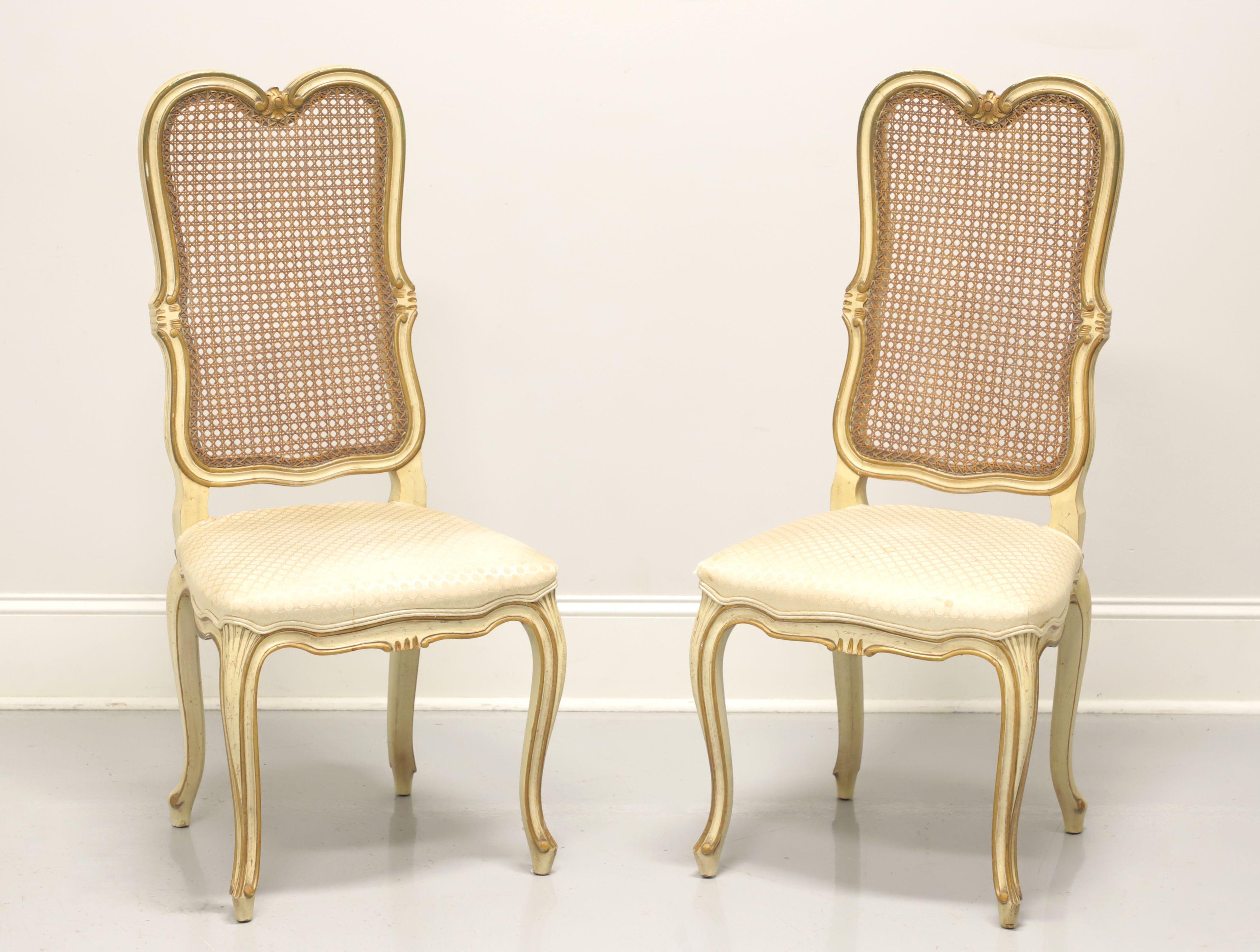 French Provincial Louis XV Style Vintage Caned Dining Side Chairs - Pair A 4