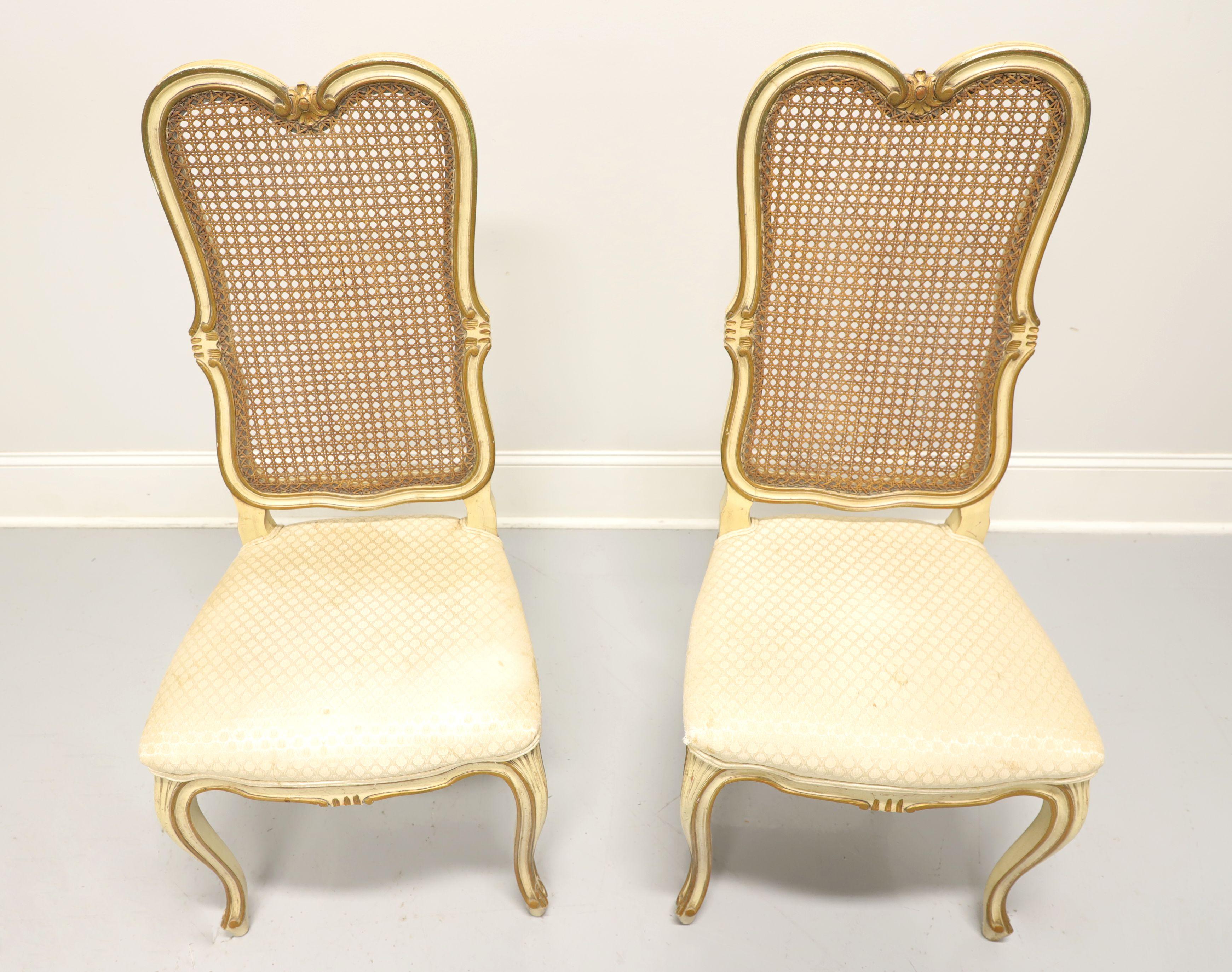 American French Provincial Louis XV Style Vintage Caned Dining Side Chairs - Pair A