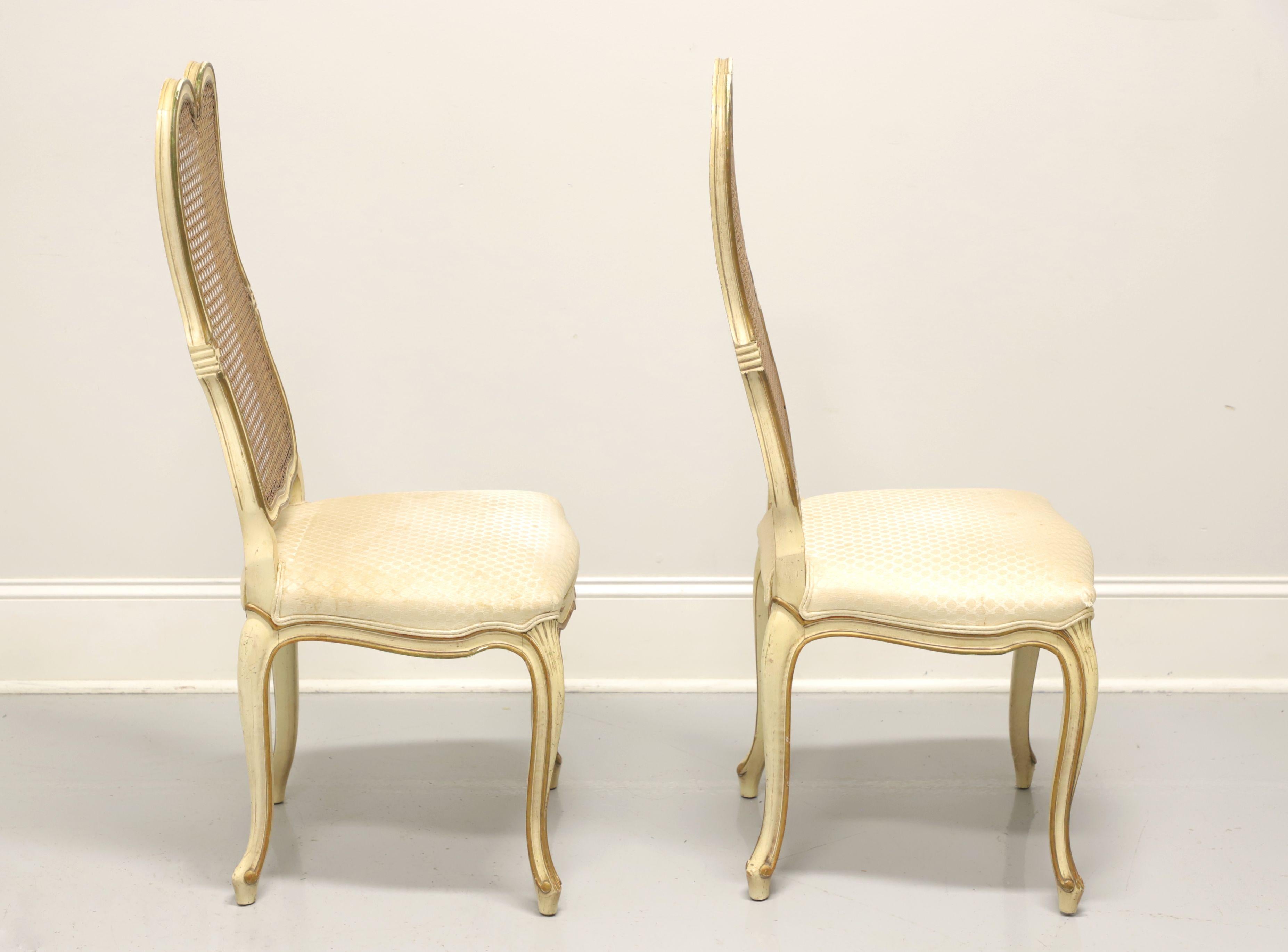 French Provincial Louis XV Style Vintage Caned Dining Side Chairs - Pair A In Good Condition In Charlotte, NC