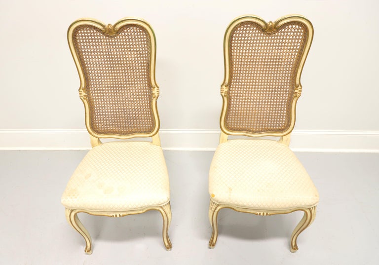 American French Provincial Louis XV Style Vintage Caned Dining Side Chairs - Pair B For Sale