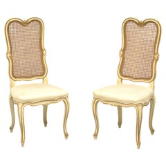 French Provincial Louis XV Style Antique Caned Dining Side Chairs - Pair B