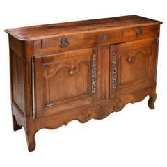 French Provincial Louis XV Style Walnut Buffet, circa 1790-1820