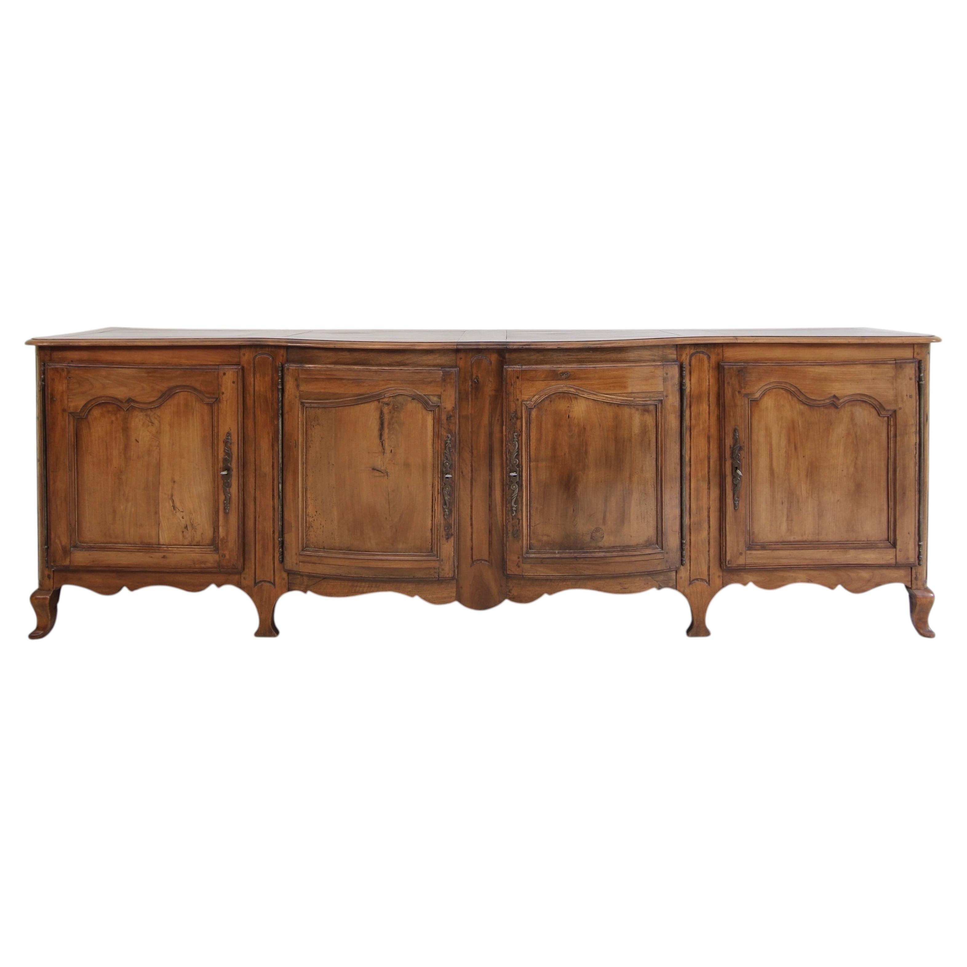 French Provincial Louis XV Walnut Enfilade or Sideboard, around 1800