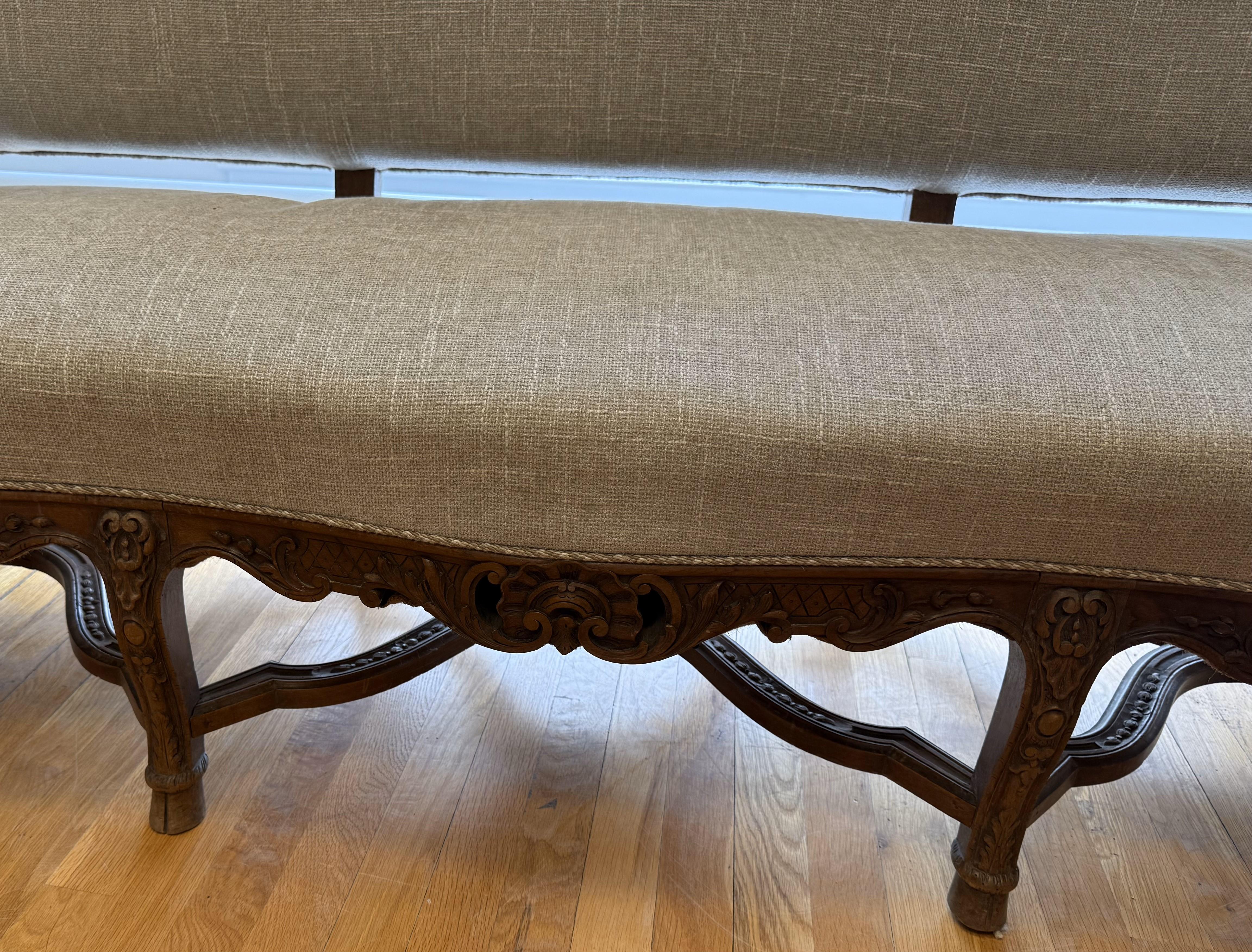 French Provincial Louis XV Walnut Settee For Sale 2