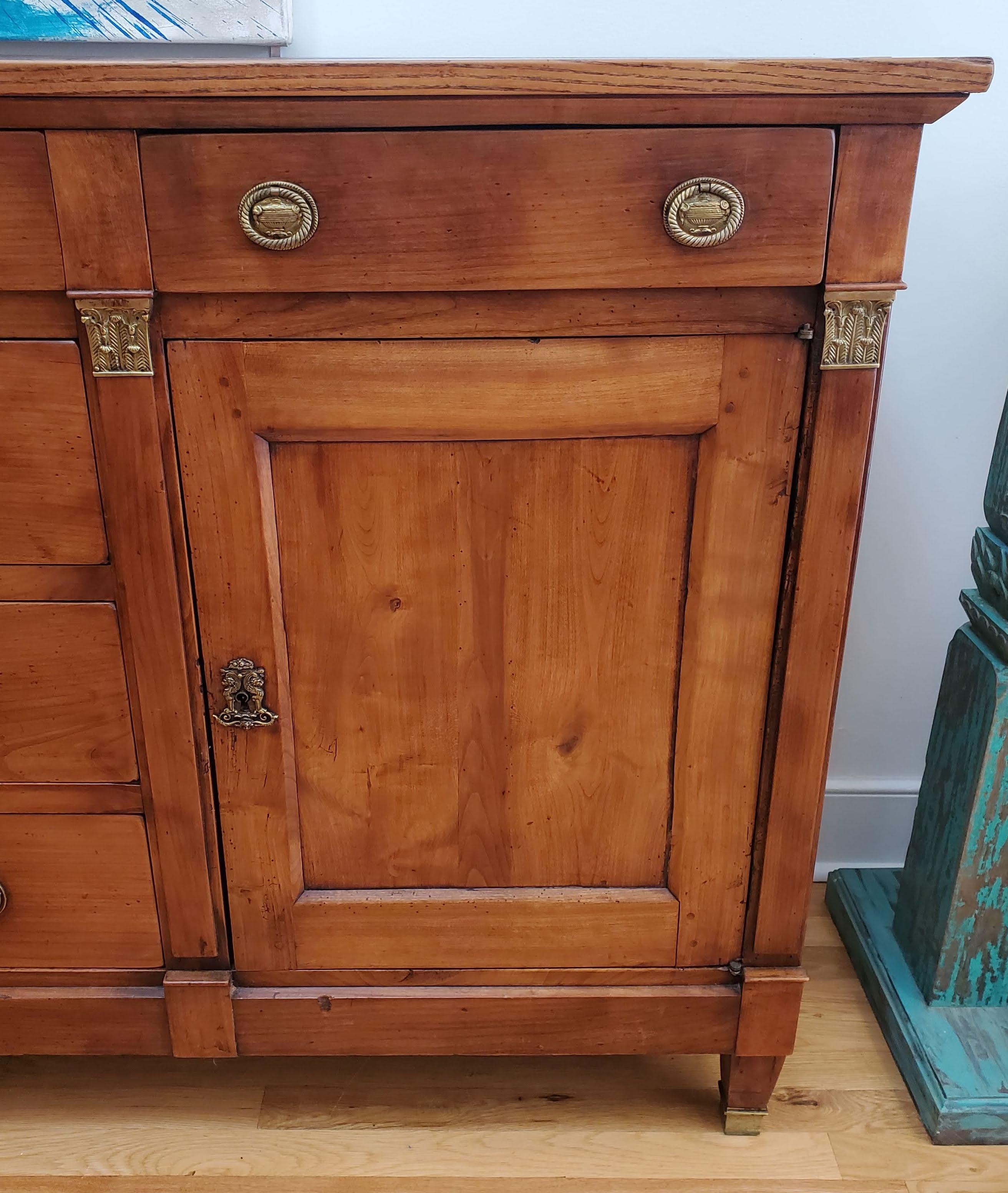 French Provincial Louis XVI Pearwood and Elm Long Buffet For Sale 4