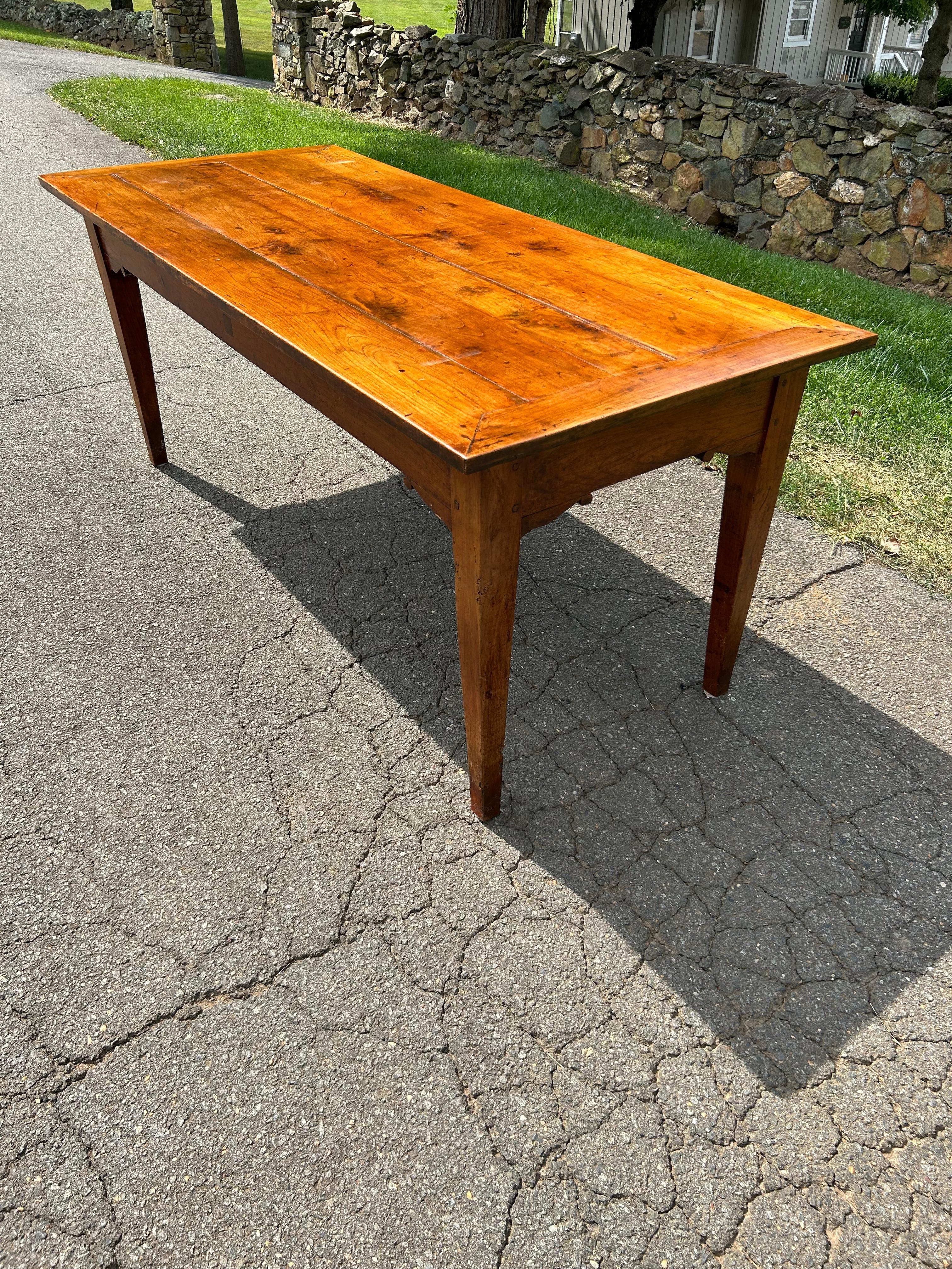 Patinated  French Provincial Louis XVI style Farm Table For Sale