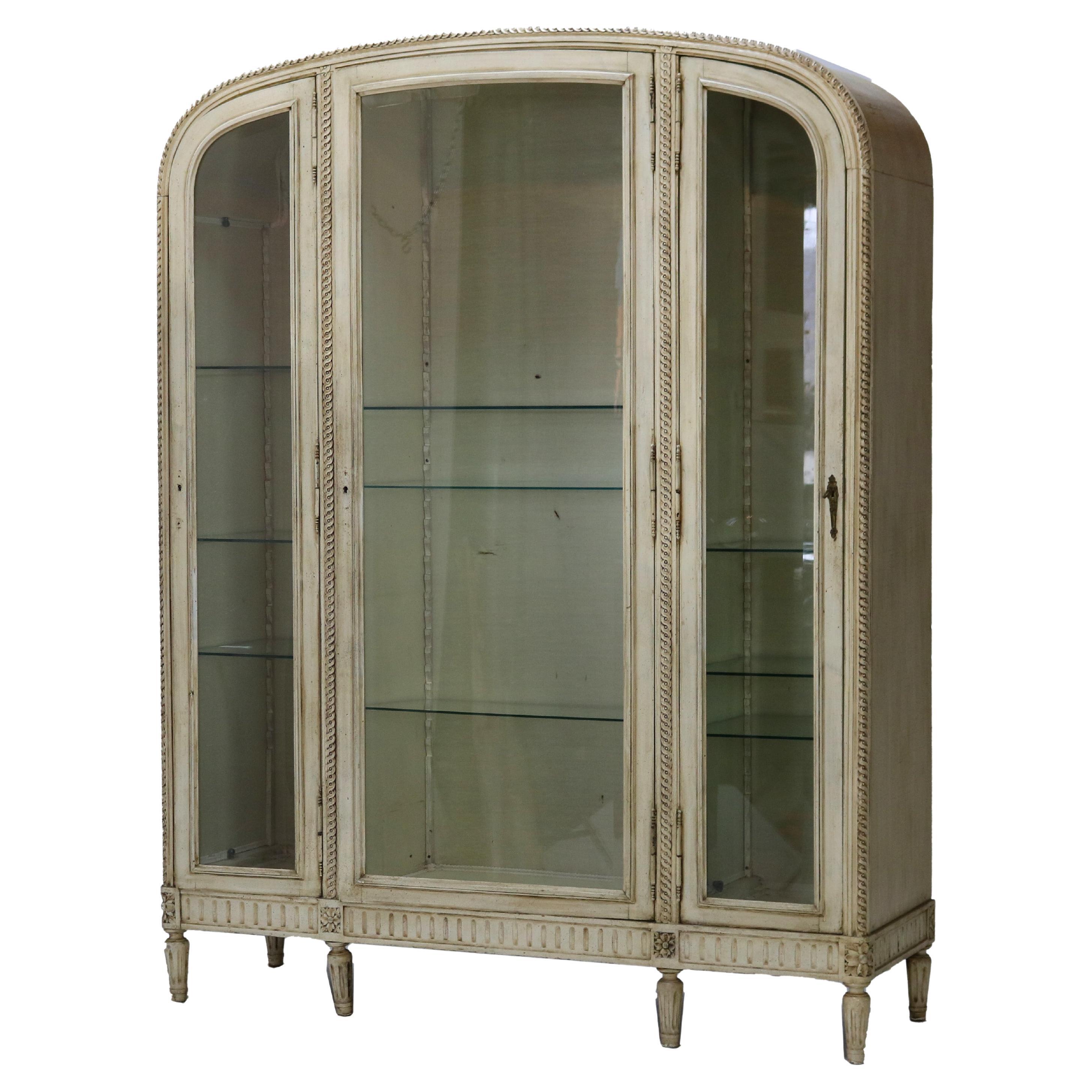 French Provincial Louis XVI Style Three-Door China Cabinet C1920