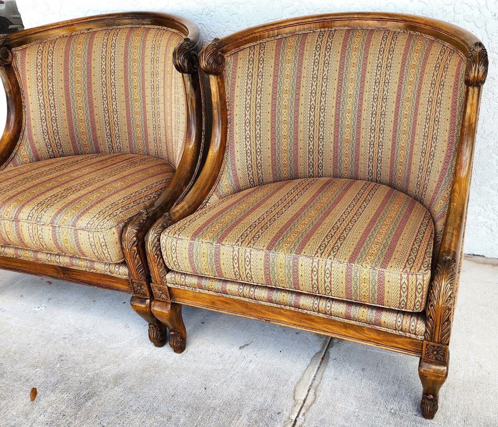 Louis XV French Provincial Lounge Chairs Oversized by Marge Carson For Sale