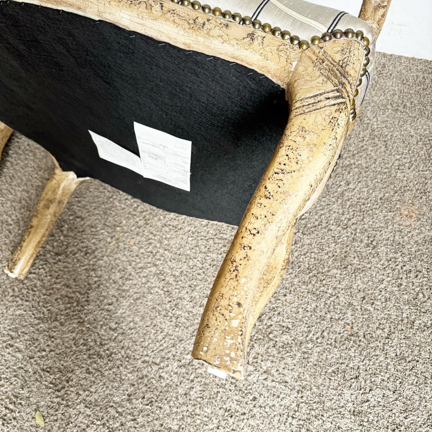 French Provincial Lounge Chairs With Brass Nails - a Pair For Sale 4