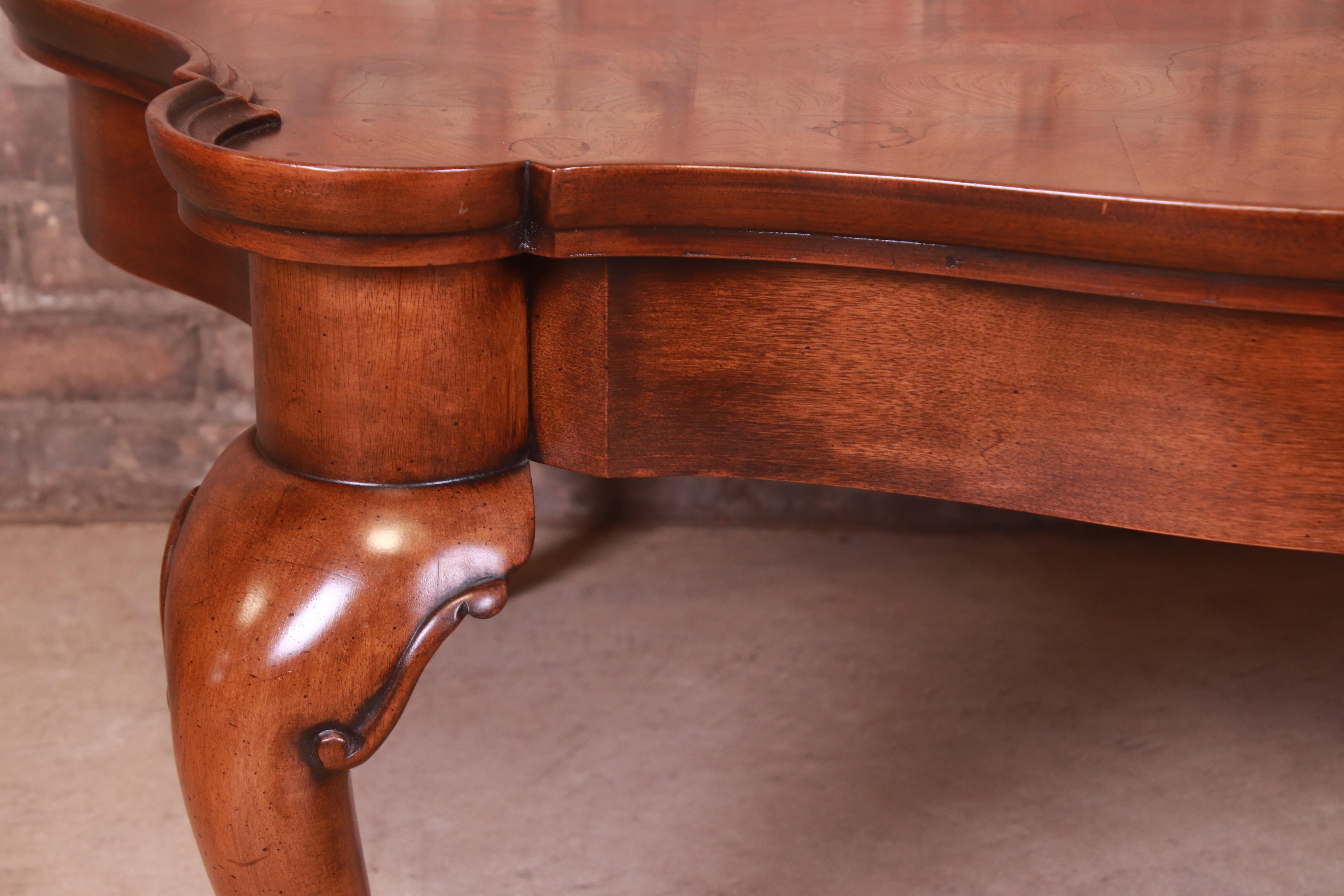 French Provincial Mahogany and Burl Coffee Table Attributed to Baker Furniture 5