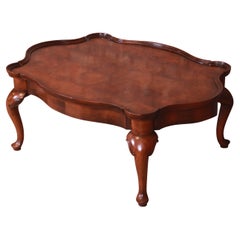 French Provincial Mahogany and Burl Coffee Table Attributed to Baker Furniture