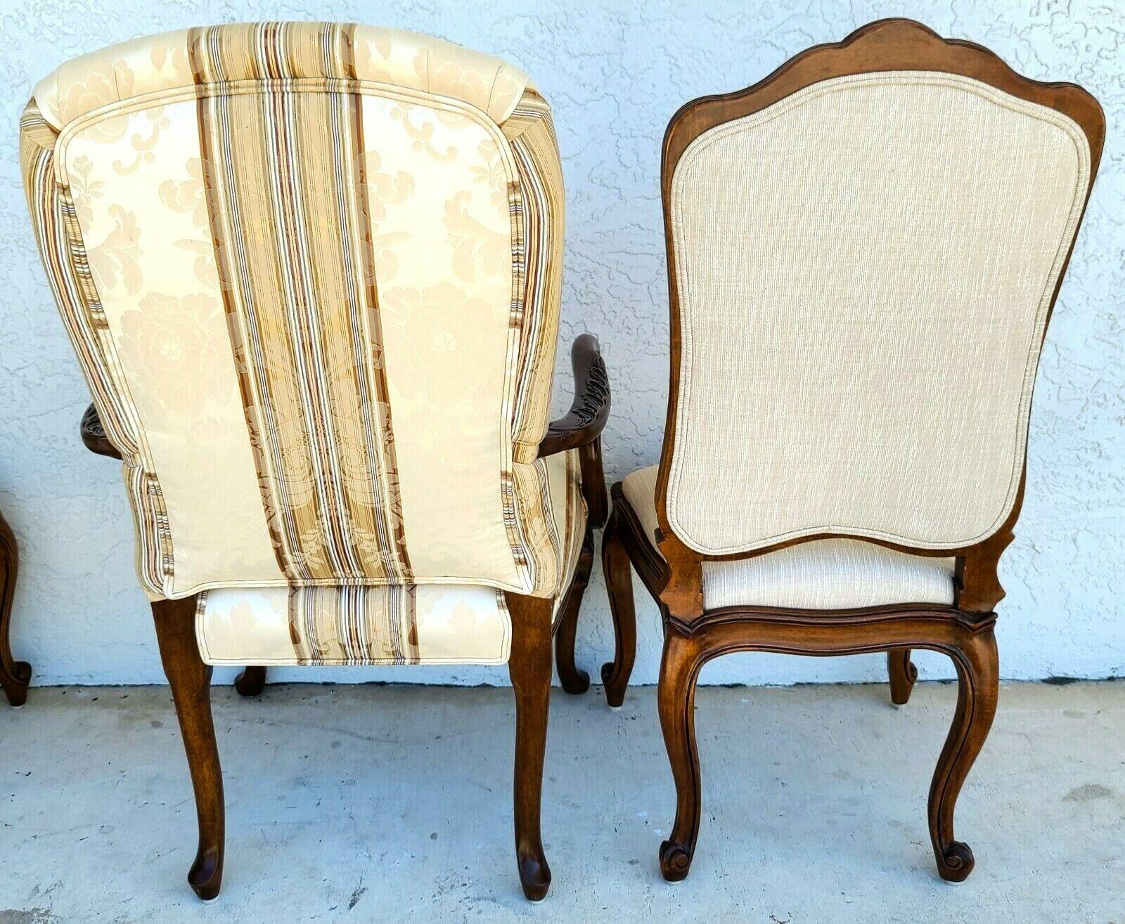 Cotton French Provincial Mahogany Dining Chairs by Bau Furniture Co, Set of 6 For Sale