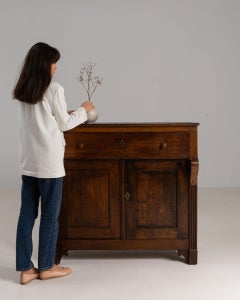 French Provincial Mahogany Side Cabinet, Antique, Single Drawer, 1880s