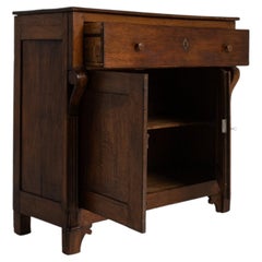 French Provincial Mahogany Side Cabinet, Antique, Single Drawer, 1880s