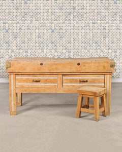 French Provincial Maple Butcher's Block Boucherie Worktable 5 Ft
