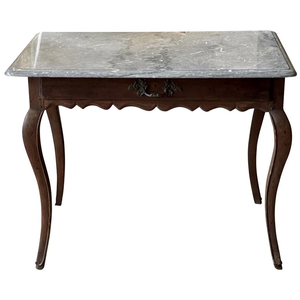 French Provincial Marble Top Table, 18th-19th Century
