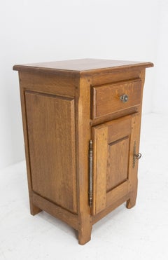 French Provincial Massive Oak Side Cabinet Nightstand Bedside Table, circa 1990