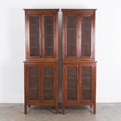 French Provincial Metal Mesh Pantry Cabinets, a Pair