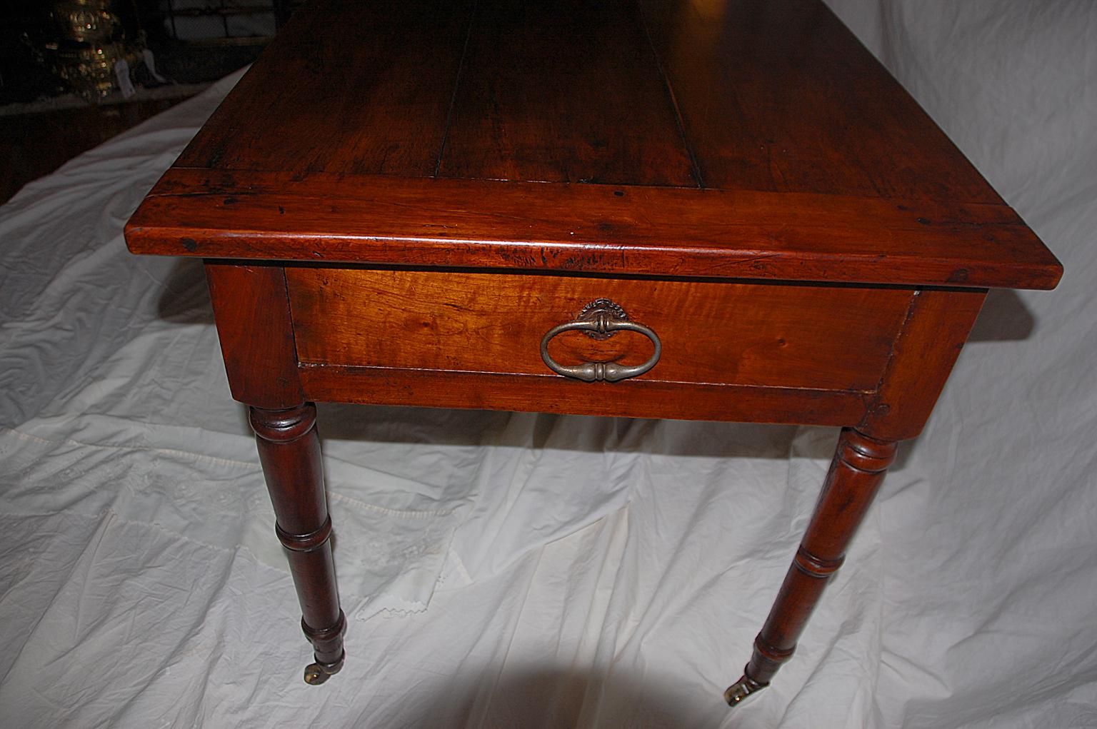 French Provincial mid-19th Century Cherry Farmhouse Table 5'11