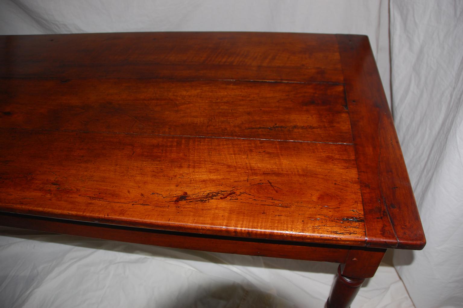 French Provincial mid-19th Century Cherry Farmhouse Table 5'11