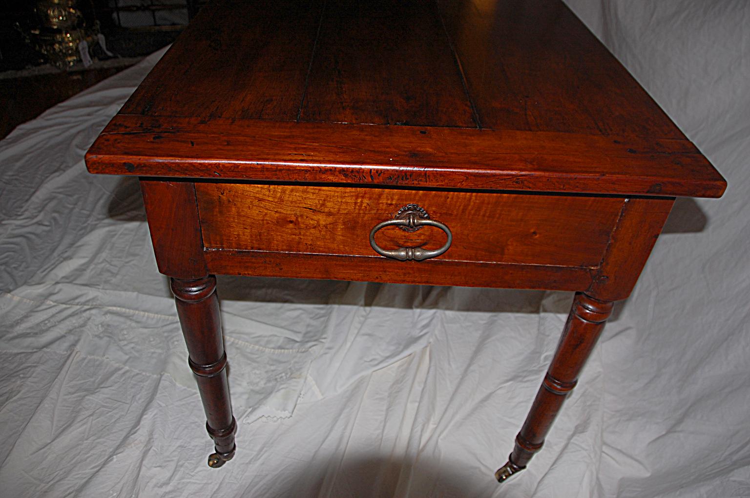 French Provincial mid-19th Century Cherry Farmhouse Table 5'11