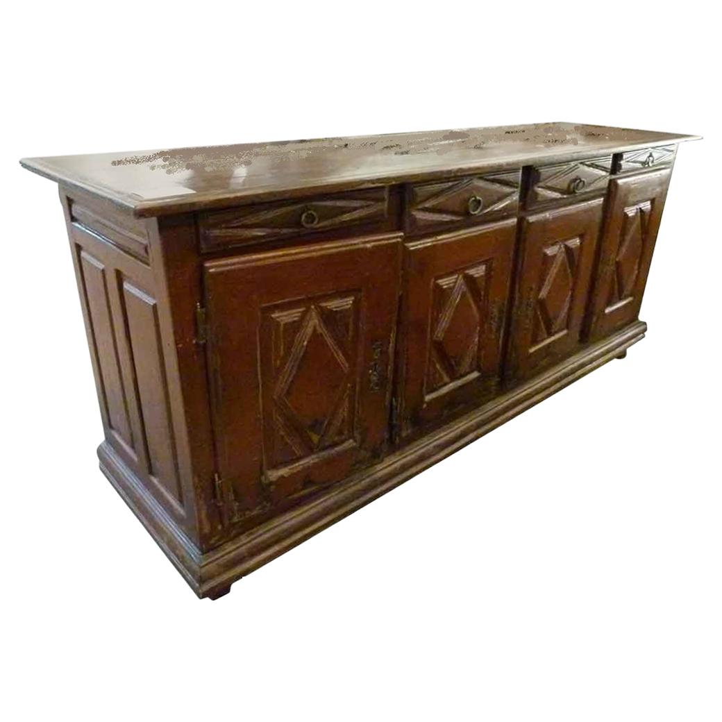 French Provincial Midcentury Wooden Buffet with Original Patina
