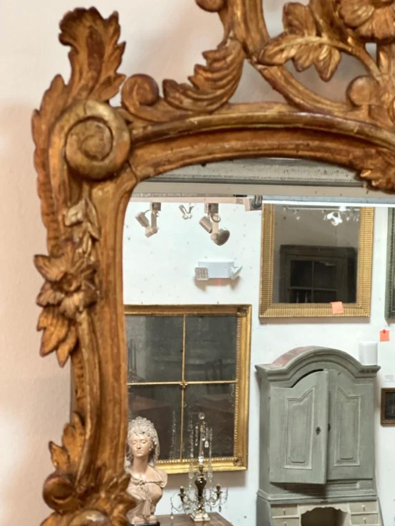 French Provincial Mirror with Floral and Foliate Carvings In Good Condition For Sale In Charlottesville, VA