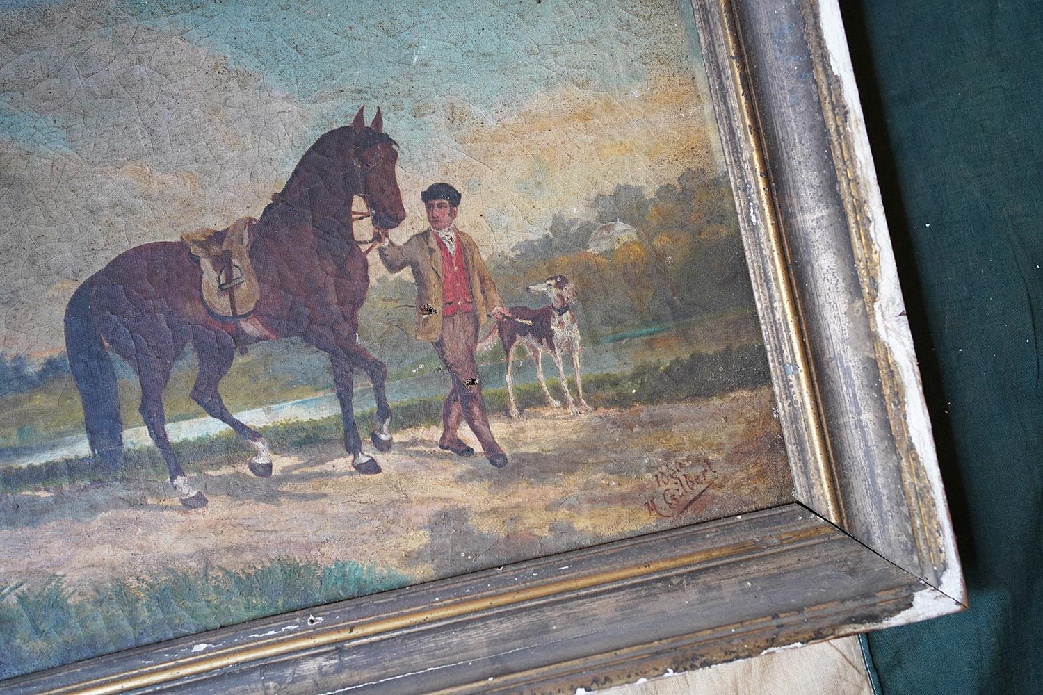 French Provincial Naïve School Oil on Canvas of a Rural Scene, 1880, M. Gilbert For Sale 11