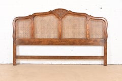 French Provincial Oak and Cane King Size Headboard by Hickory, Circa 1970s