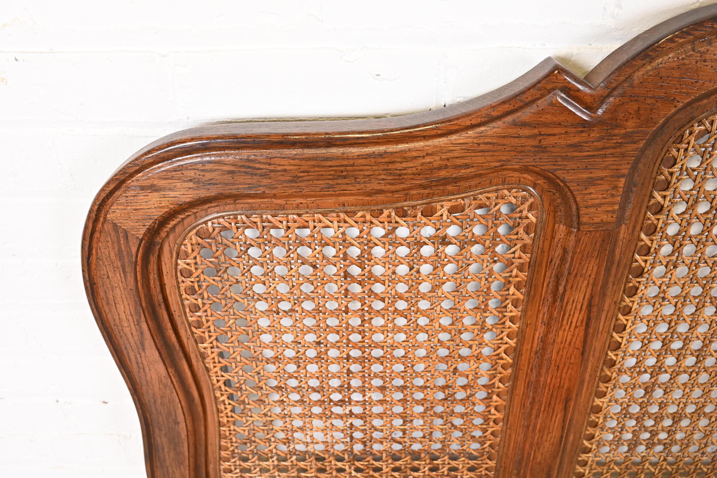 French Provincial Oak and Cane King Size Headboard by Hickory, Circa 1970s 3