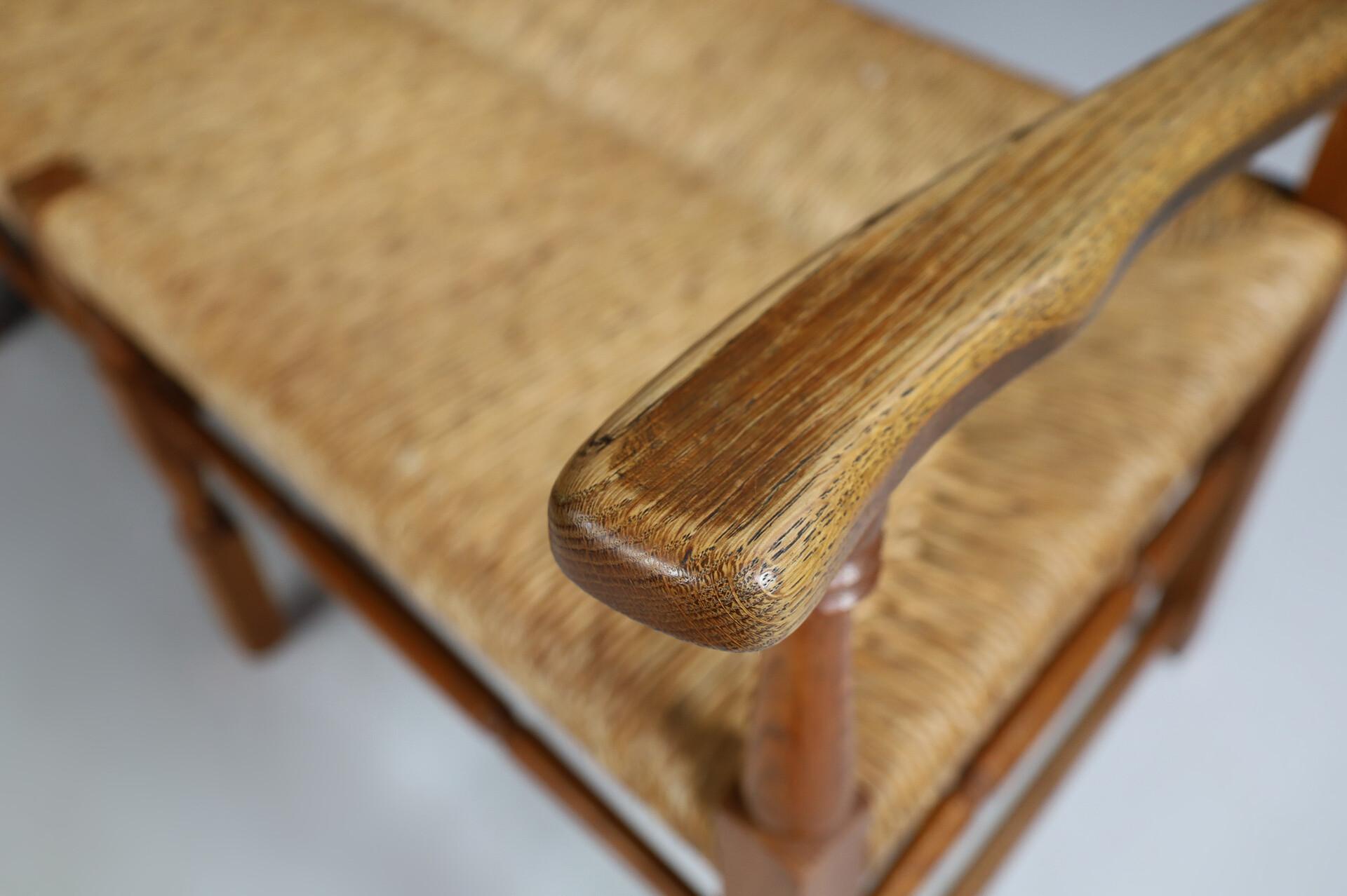 Französische Provinz Eiche und Binsen Eckbank / Sofa, Frankreich, 1960er Jahre im Angebot 4