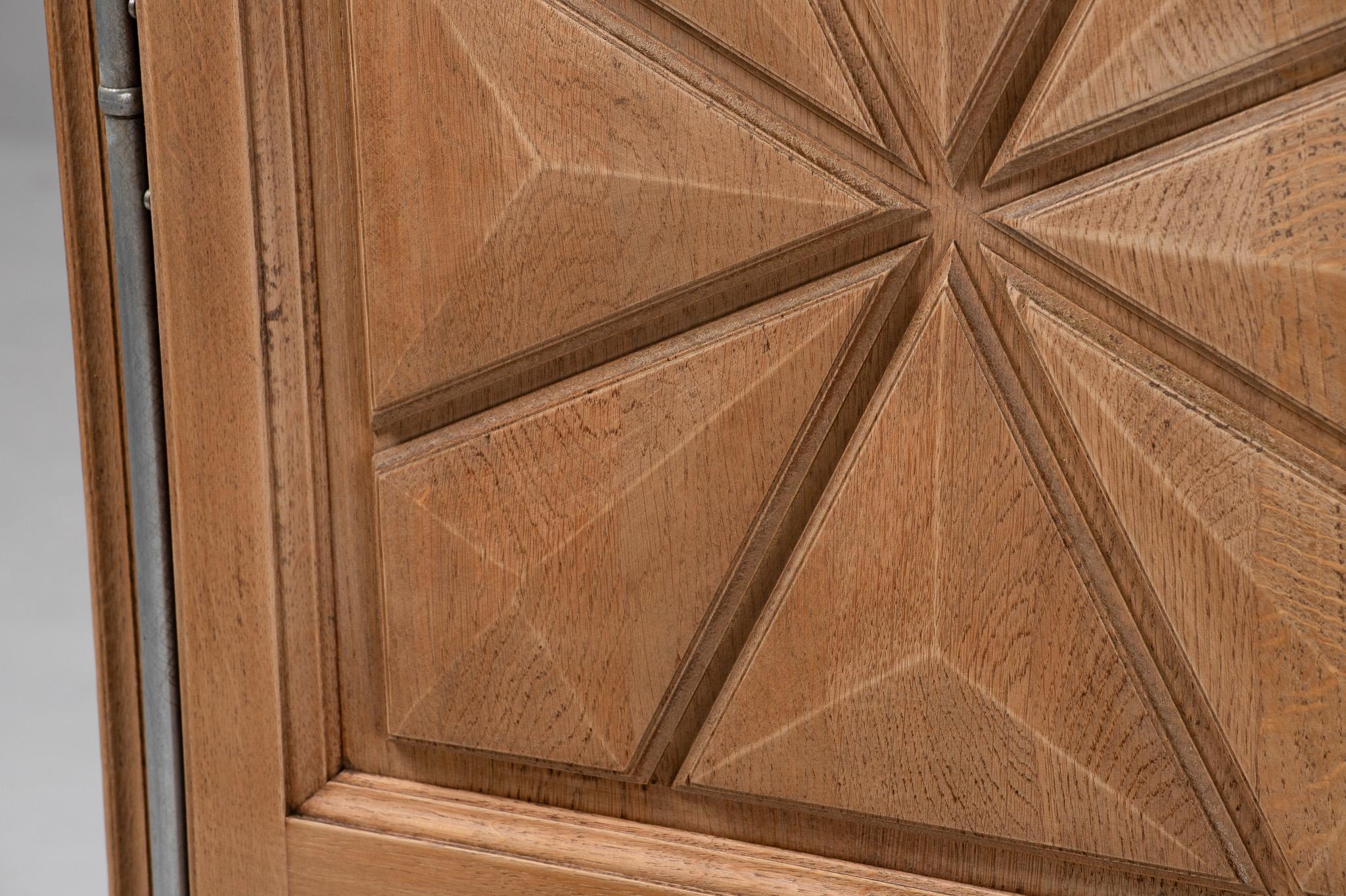 20th Century French Provincial Oak Armoire, Hand-Carved, Mid-Century For Sale